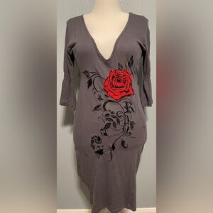 Rock & Roll Cowgirl Rose Graphic Dress Western Gothic Metal Biker Rock Medium